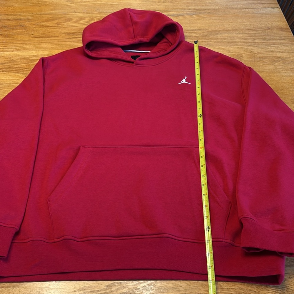 Jordan Red Hooded Sweatshirt with Small Jumpman Logo - Picture 4 of 7